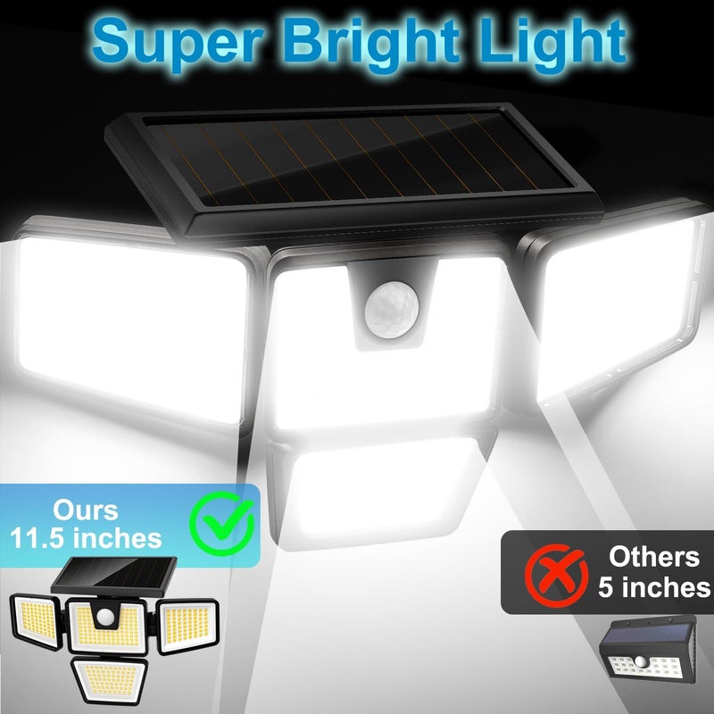 AmeriTop Solar Lights Outdoor, 2 Pack LED High Brightness Cordless Solar Motion Sensor Lights; 4 Adjustable Heads, 320° Wide Angle Illumination, IP65 Waterproof, Security LED Wall Light(Daylight) - Image 4